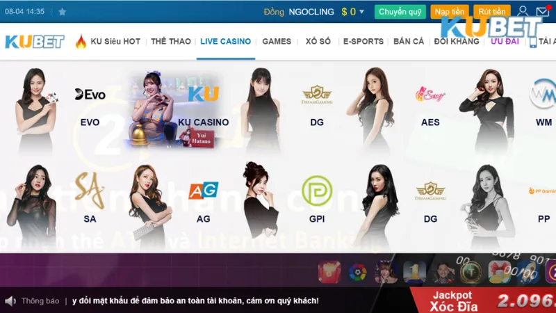 Các trò chơi nổi bật evo casino kubet